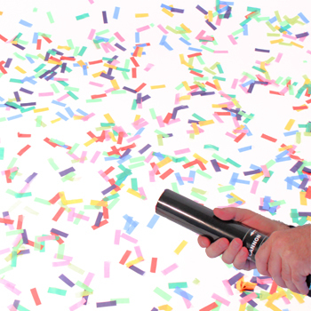 Handheld, confetti, cannons